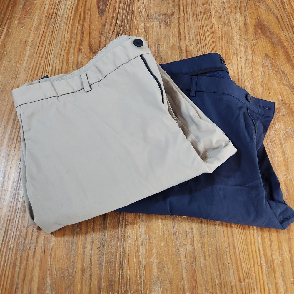 Lot of 2 Theory Zane SW Neoteric Khaki Blue Chino Pants 40x32 Preppy‎ Flat Front